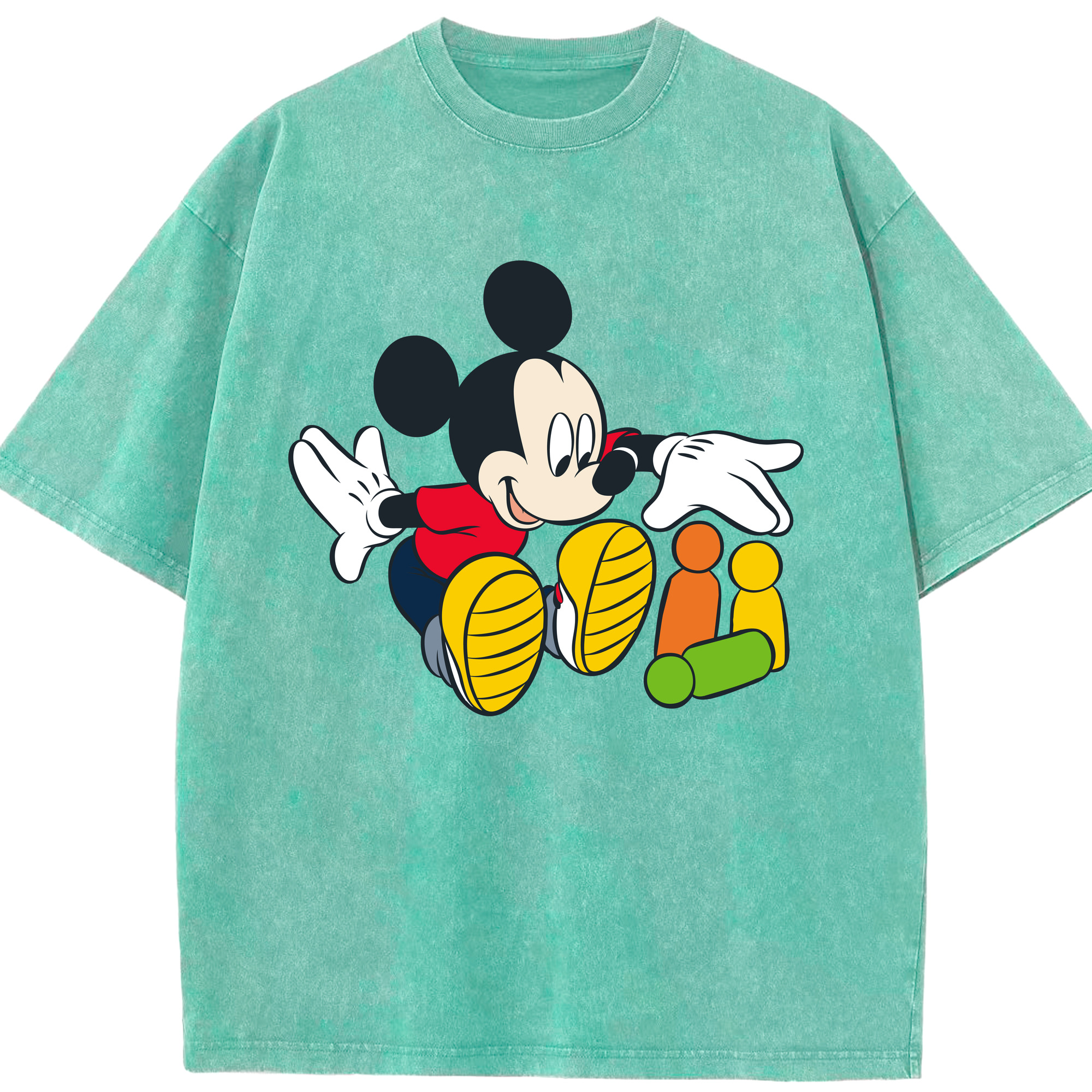 （画像用） ミッキーマウス Mickey Mouse 綿100% ヴィンテージ風 半袖Tシャツ（フロントプリント）